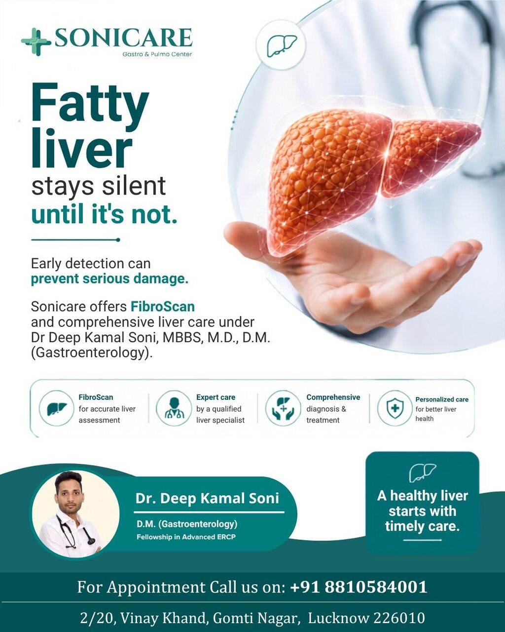 Best Gastroenterologist In Lucknow – Dr. Deep Kamal Soni At Sonicare Hospital photo 1