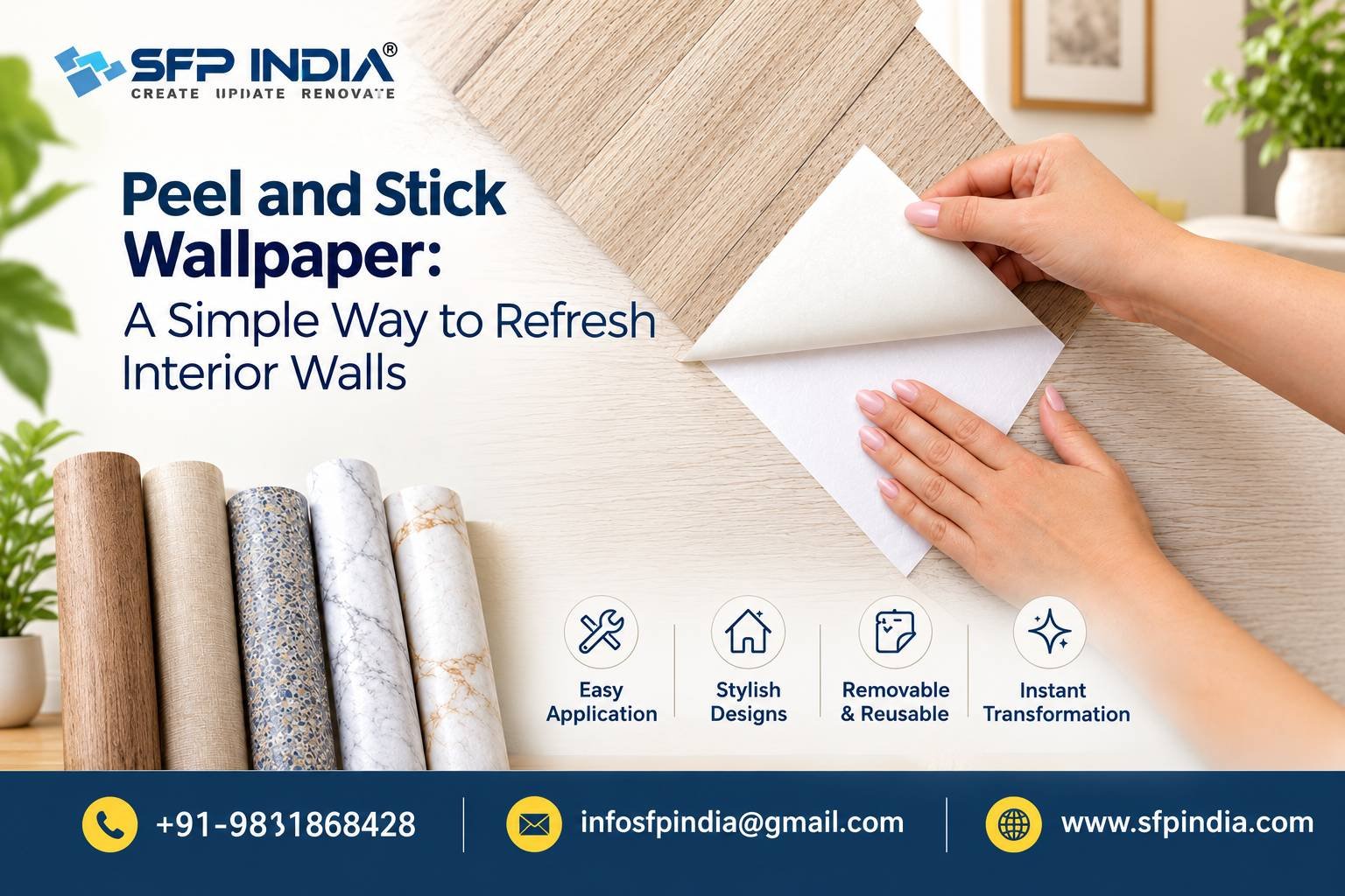 Wallpaper for Decorative Interiors – Peel & Stick Wallpaper from SFP India