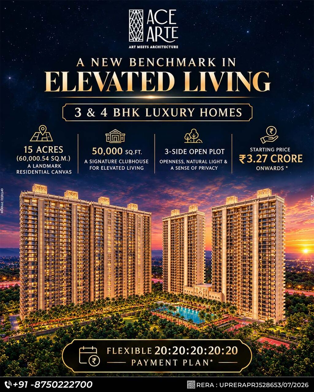 INR 32700000,  2600 Sq. Meter,  Ace Arte 3 Bhk Flats In Noida photo 1