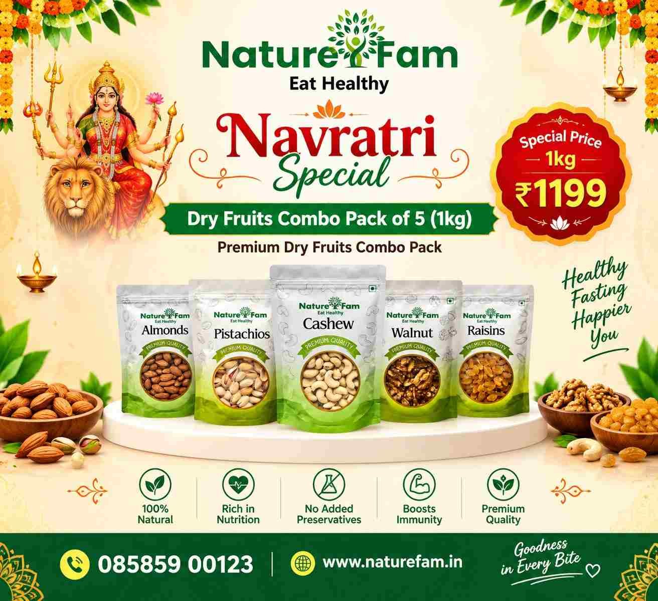 Dry Fruits Combo Pack of 5 (1kg) | Premium Dry Fruits Combo Pack – Naturefam