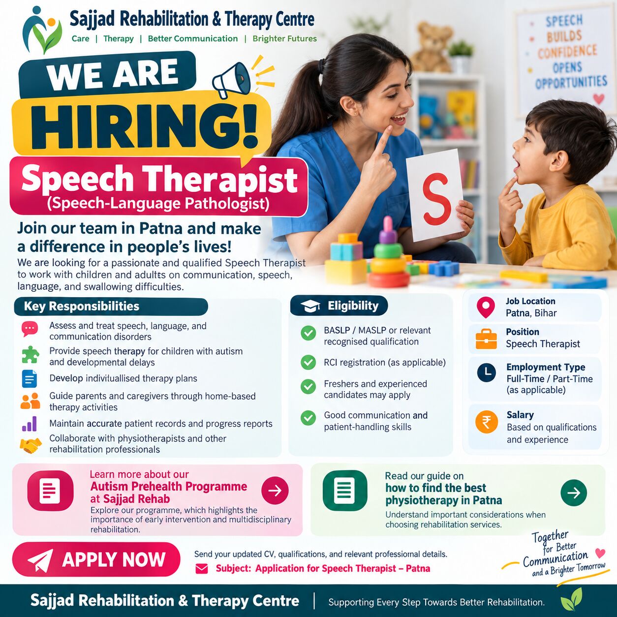 Looking For Speech Theapist In Autism Therapy Clinic In Patna