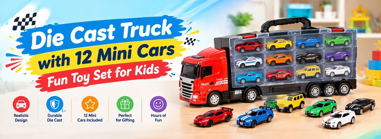 INR 1427,  Die Cast Truck With 12 Mini Cars – Fun Toy Set For Kids photo 1