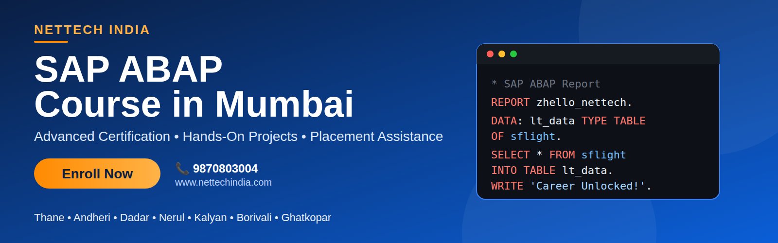 Learn SAP ABAP Course in Mumbai | Get Certified – Enroll Now